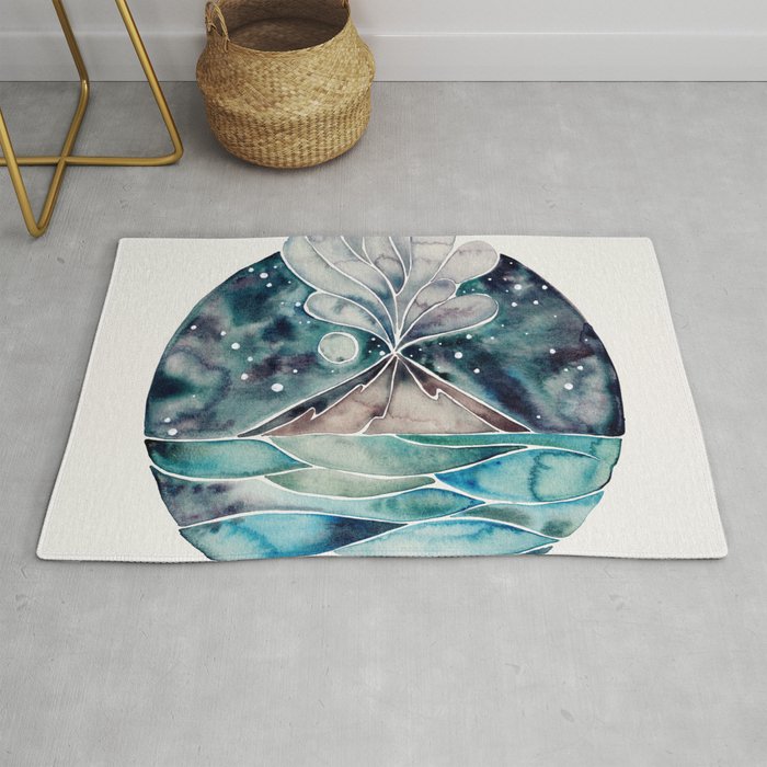 Stromboli Volcano at Midnight - Blue Palette Rug Gallery Image 1