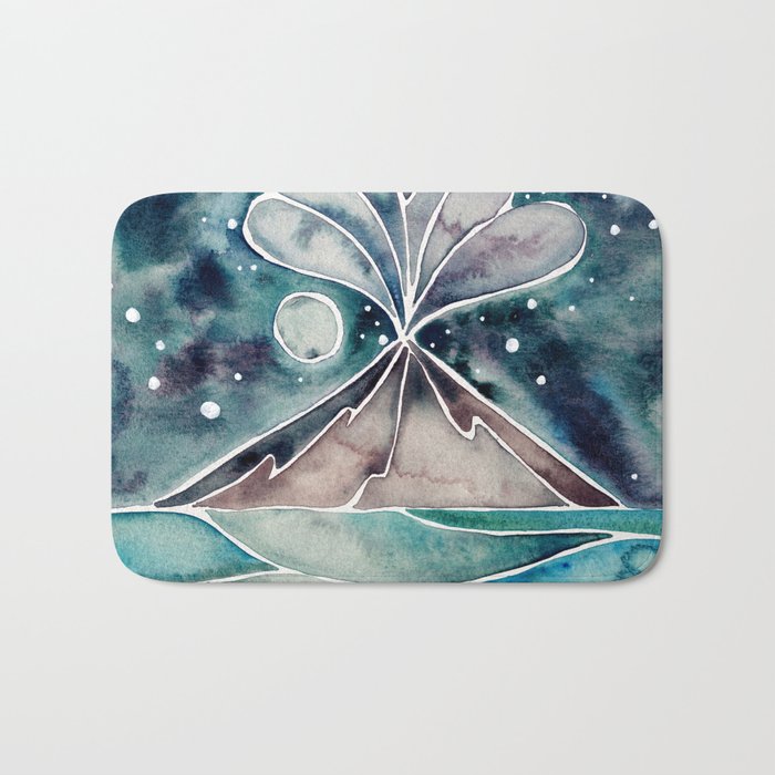 Stromboli Volcano at Midnight - Blue Palette Bath Mat Gallery Image 1