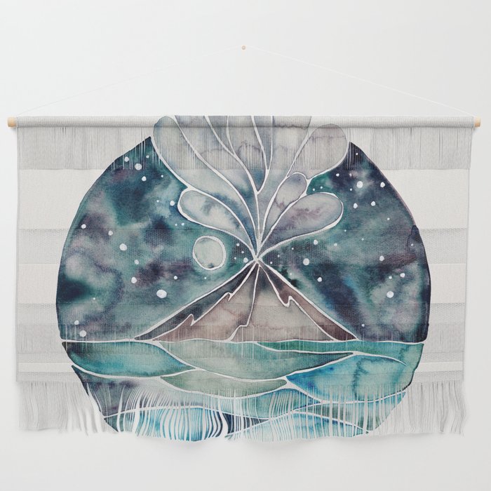 Stromboli Volcano at Midnight - Blue Palette Wall Hanging Gallery Image 1