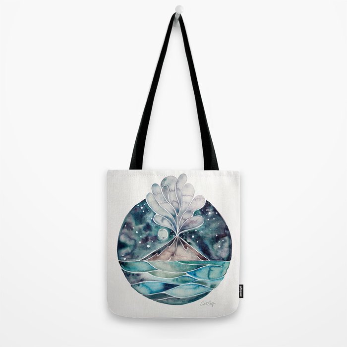 Stromboli Volcano at Midnight - Blue Palette Tote Bag Gallery Image 2