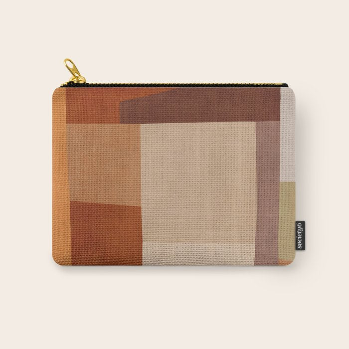 Brown Burnt Orange Beige Tones Green Abstract Art Carry All Pouch Gallery Image 1