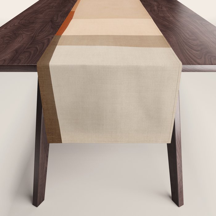Brown Burnt Orange Beige Tones Green Abstract Art Table Runner Gallery Image 1