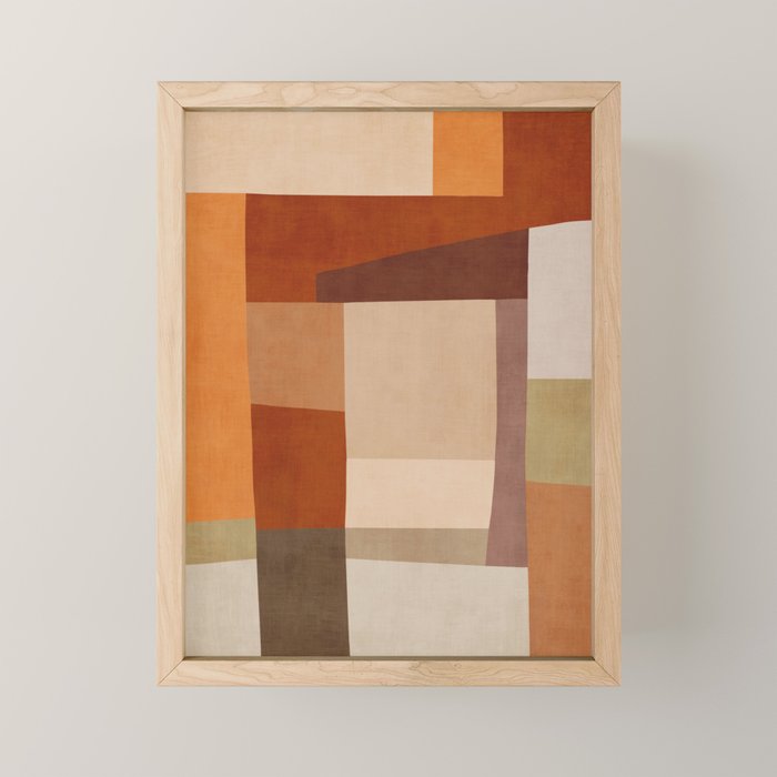 Brown Burnt Orange Beige Tones Green Abstract Art Mini Art Print Gallery Image 1
