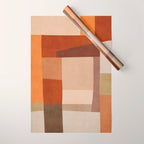 Brown Burnt Orange Beige Tones Green Abstract Art Wrapping Paper Gallery Image 1