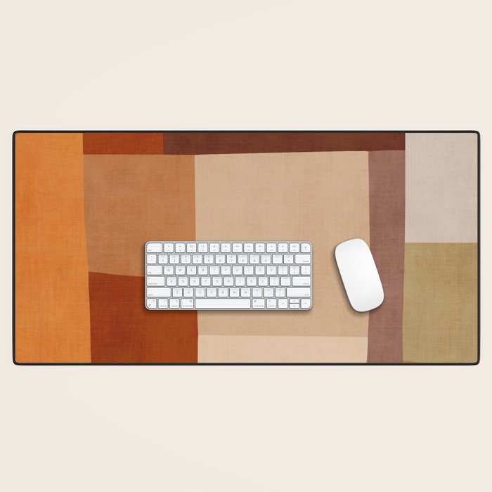 Brown Burnt Orange Beige Tones Green Abstract Art Desk Mat Gallery Image 1
