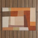 Brown Burnt Orange Beige Tones Green Abstract Art Outdoor Rug Gallery Image 1