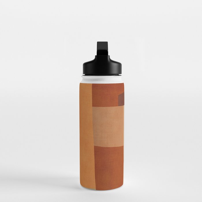 Brown Burnt Orange Beige Tones Green Abstract Art Water Bottle Gallery Image 3