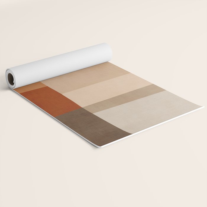 Brown Burnt Orange Beige Tones Green Abstract Art Yoga Mat Gallery Image 2