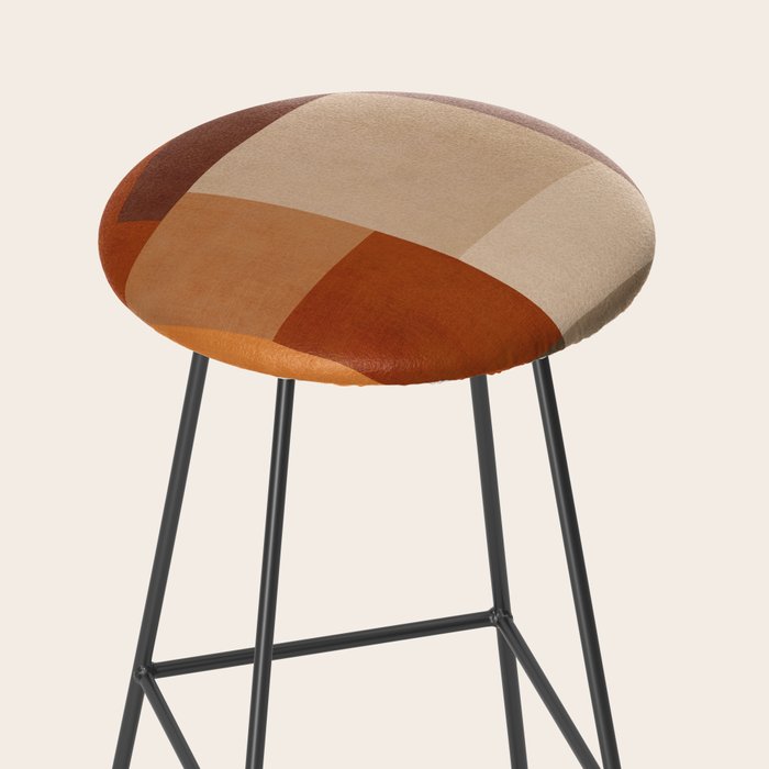 Brown Burnt Orange Beige Tones Green Abstract Art Stool Gallery Image 2