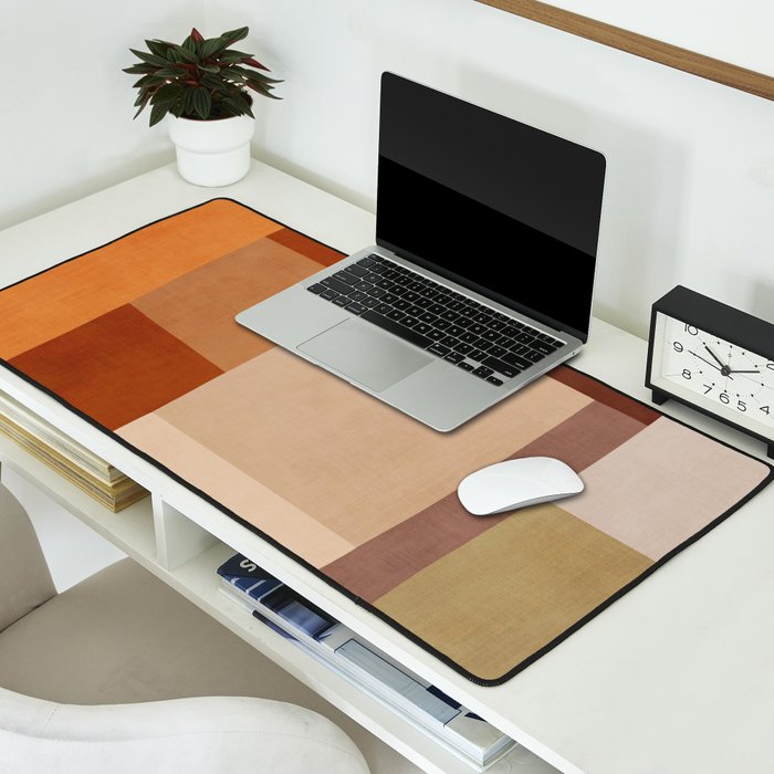 Brown Burnt Orange Beige Tones Green Abstract Art Desk Mat Gallery Image 2