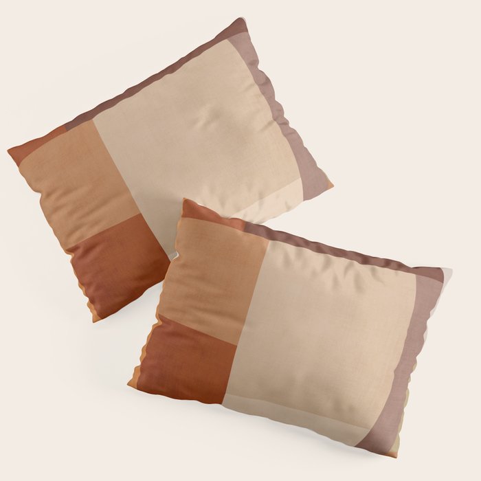 Brown Burnt Orange Beige Tones Green Abstract Art Pillow Sham Gallery Image 3