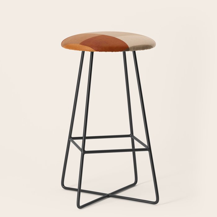 Brown Burnt Orange Beige Tones Green Abstract Art Stool Gallery Image 1