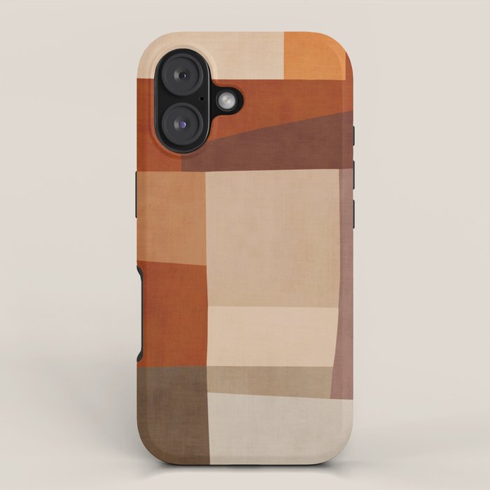 Brown Burnt Orange Beige Tones Green Abstract Art iPhone Case Gallery Image 1