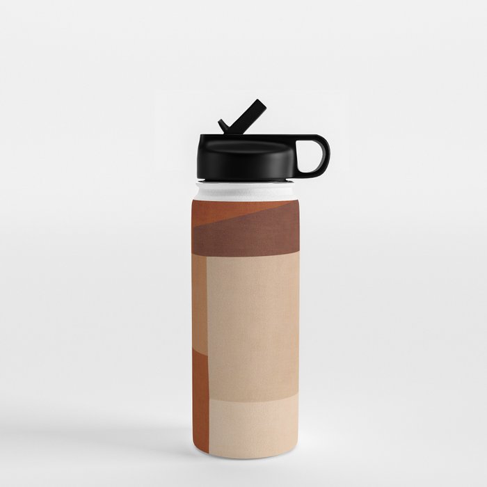 Brown Burnt Orange Beige Tones Green Abstract Art Water Bottle Gallery Image 1