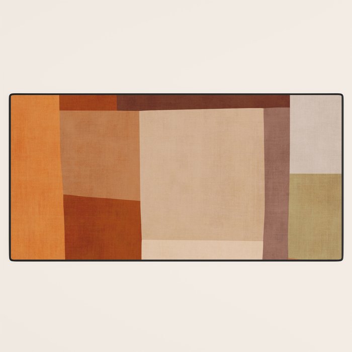 Brown Burnt Orange Beige Tones Green Abstract Art Desk Mat Gallery Image 3