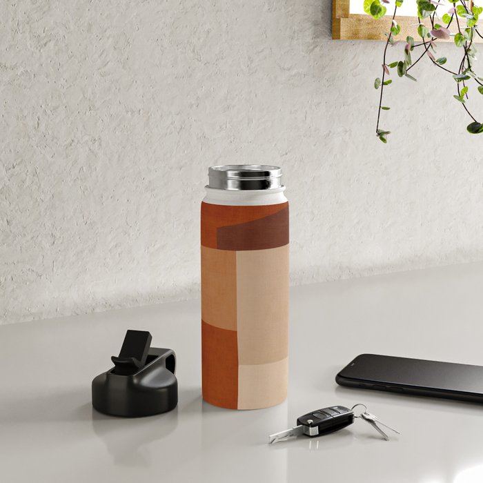Brown Burnt Orange Beige Tones Green Abstract Art Water Bottle Gallery Image 4