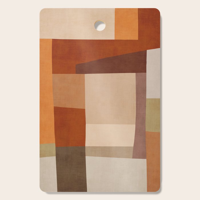 Brown Burnt Orange Beige Tones Green Abstract Art Cutting Board Gallery Image 1