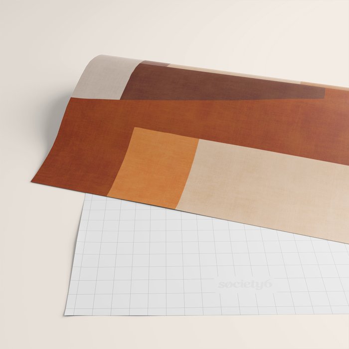 Brown Burnt Orange Beige Tones Green Abstract Art Wrapping Paper Gallery Image 2