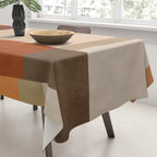 Brown Burnt Orange Beige Tones Green Abstract Art Tablecloth Gallery Image 3