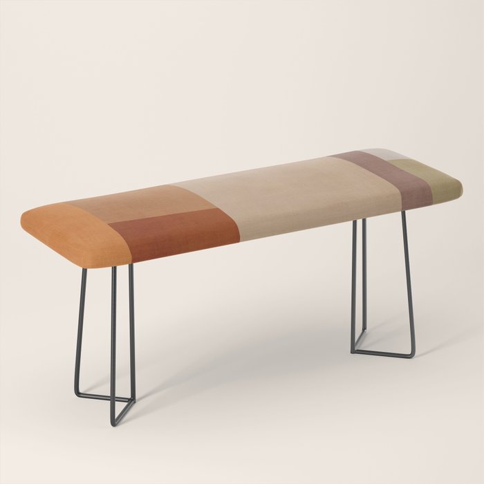 Brown Burnt Orange Beige Tones Green Abstract Art Bench Gallery Image 1
