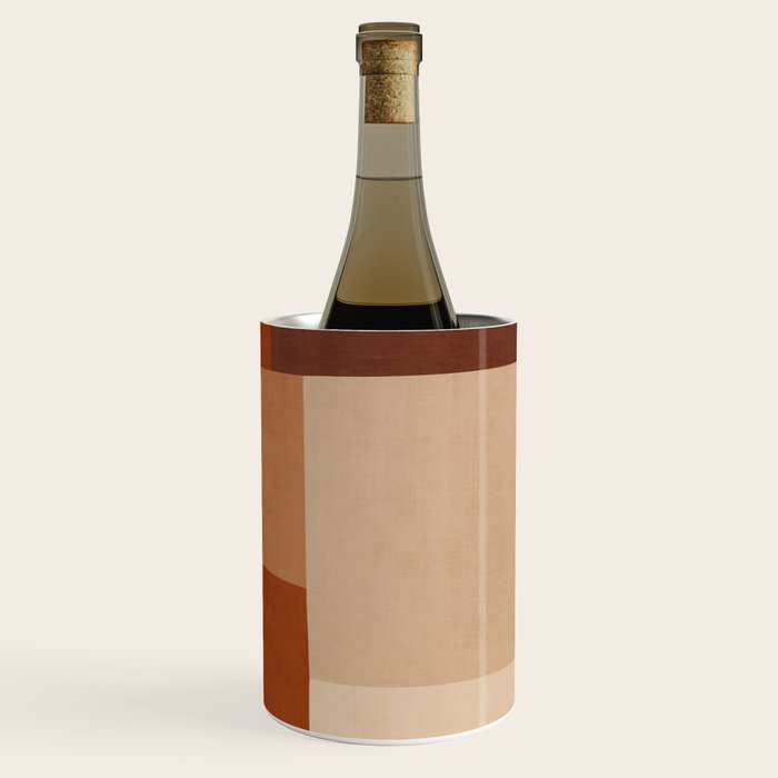 Brown Burnt Orange Beige Tones Green Abstract Art Wine Chiller Gallery Image 1