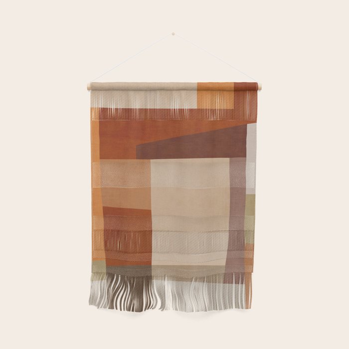 Brown Burnt Orange Beige Tones Green Abstract Art Wall Hanging Gallery Image 1