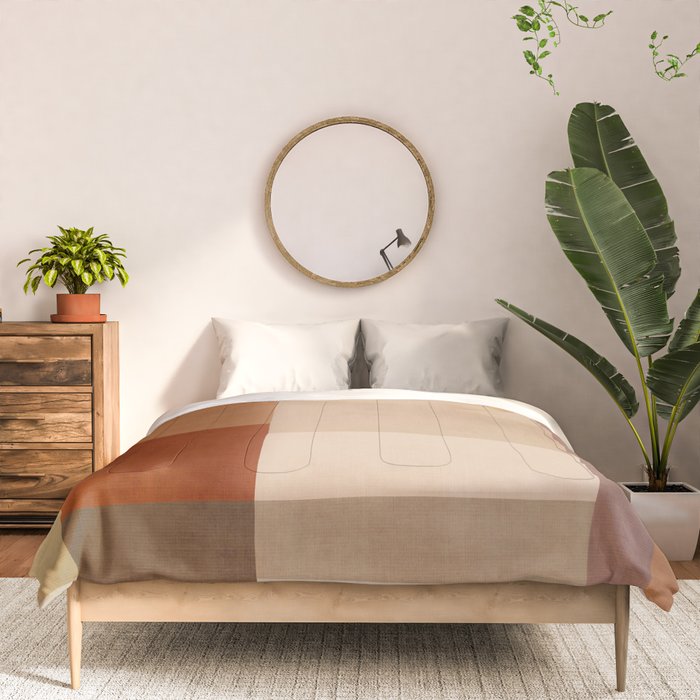 Brown Burnt Orange Beige Tones Green Abstract Art Comforter Gallery Image 3