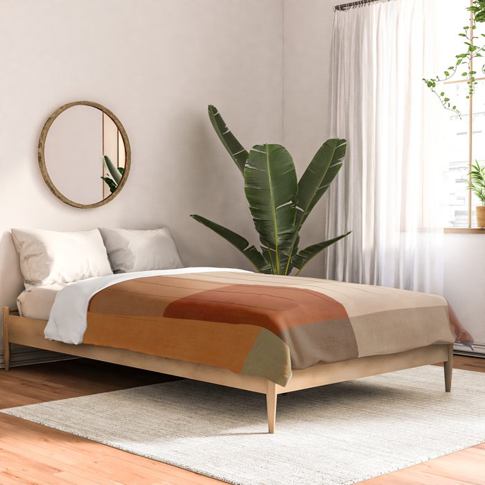 Brown Burnt Orange Beige Tones Green Abstract Art Comforter Gallery Image 2