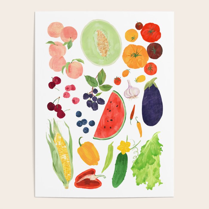 Summer Fruits & Vegetables Poster Gallery Image 1