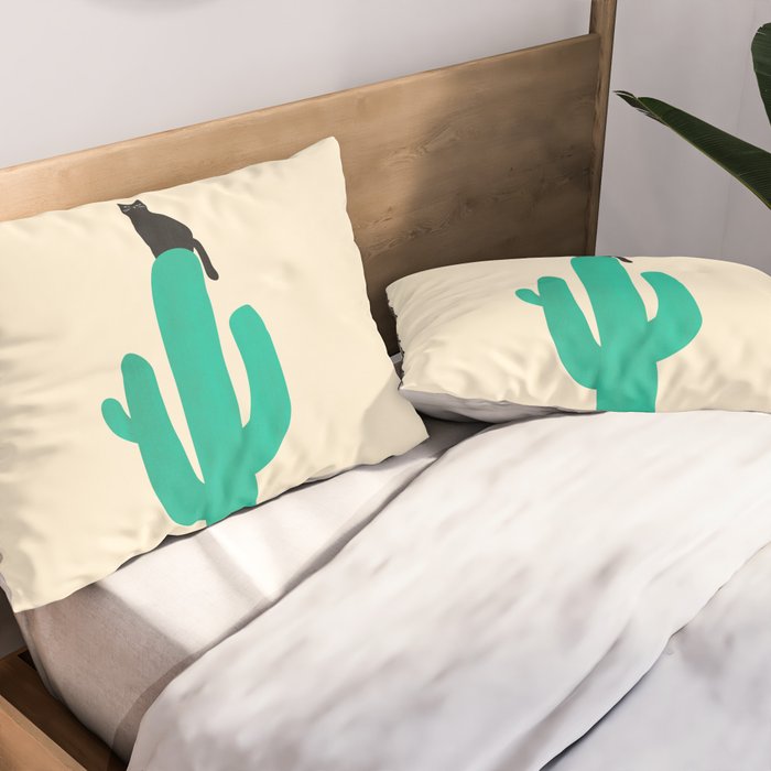 Cat on cactus Pillow Sham Gallery Image 2