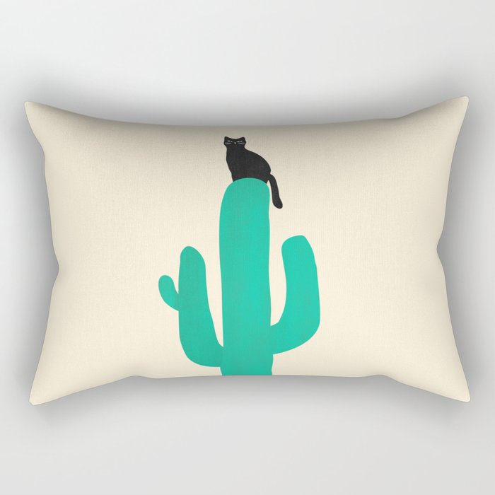 Cat on cactus Rectangular Pillow Gallery Image 1