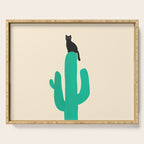 Cat on cactus Serving Tray Gallery Image 1