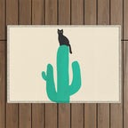Cat on cactus Outdoor Rug Gallery Image 1
