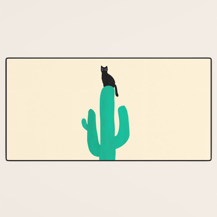 Cat on cactus Desk Mat Gallery Image 3