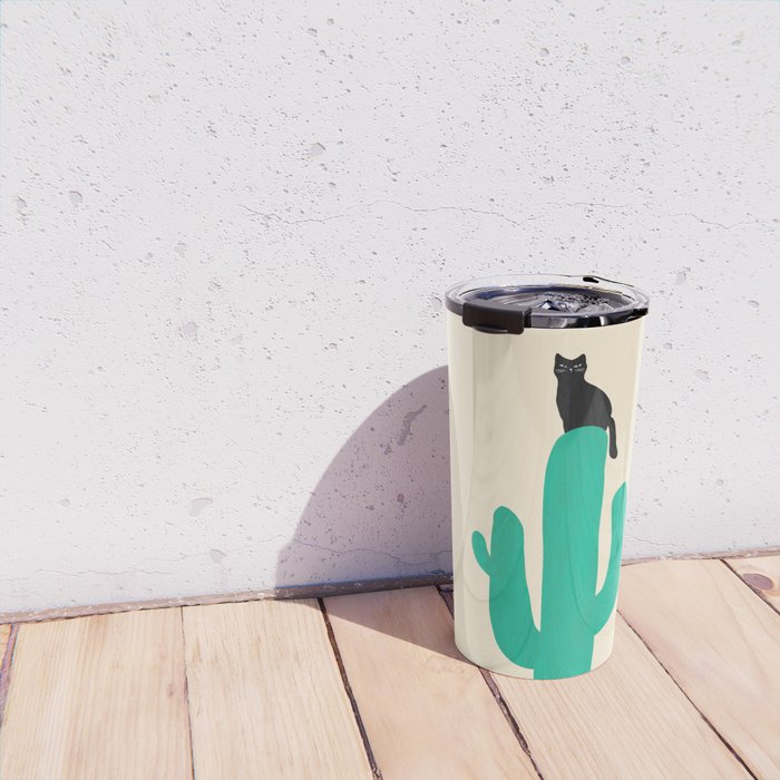 Cat on cactus Travel Mug Gallery Image 4