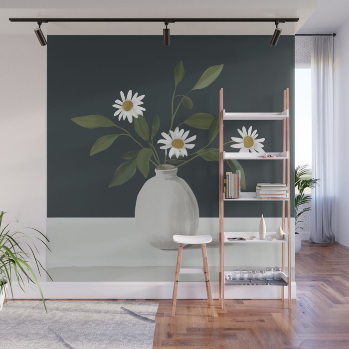 Minimalist Daisy Flowers 2 Wall Mural Gallery Image 1