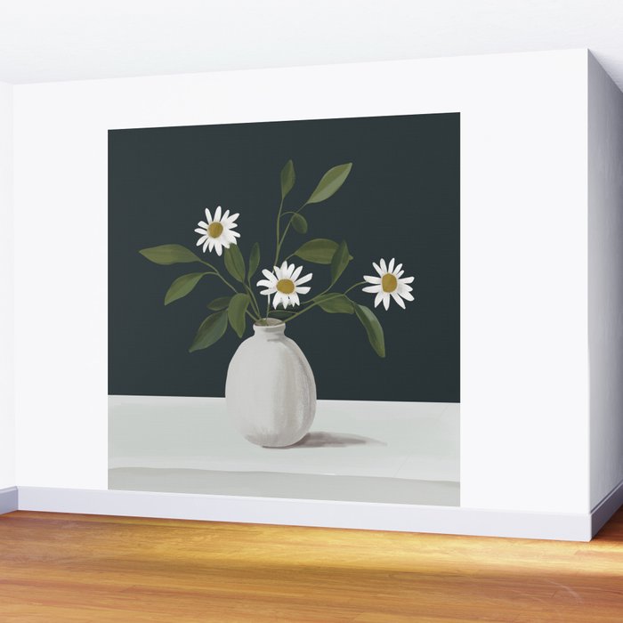 Minimalist Daisy Flowers 2 Wall Mural Gallery Image 2