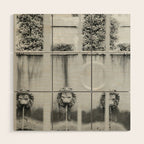 Charleston Courtyard Black and White Photography  Wood Wall Art Gallery Image 1