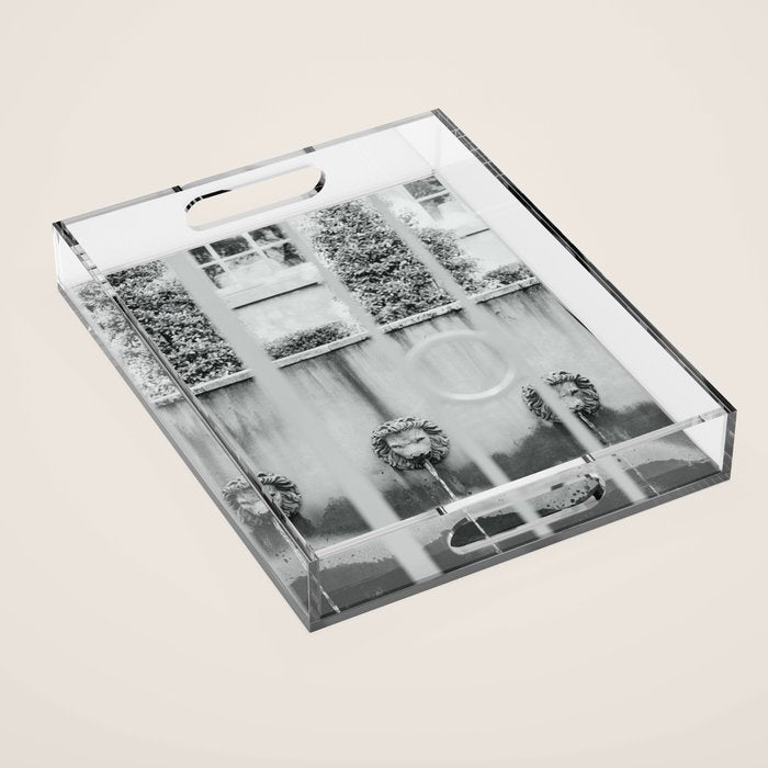 Charleston Courtyard Black and White Photography  Acrylic Tray Gallery Image 1