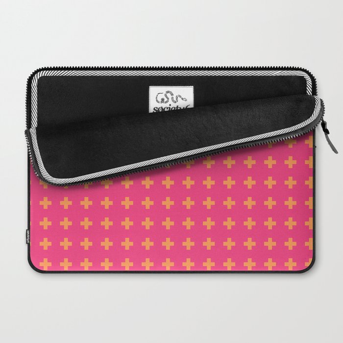 Swiss Cross Symbol in Pink and Orange Laptop Sleeve Gallery Image 2