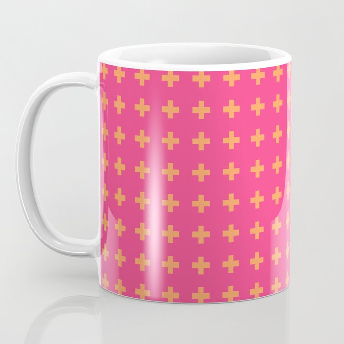 Swiss Cross Symbol in Pink and Orange Coffee Mug Gallery Image 3