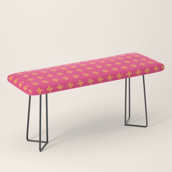 Swiss Cross Symbol in Pink and Orange Bench Gallery Image 1