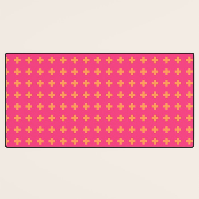 Swiss Cross Symbol in Pink and Orange Desk Mat Gallery Image 3