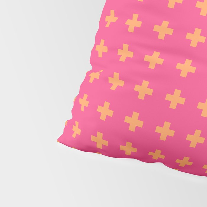 Swiss Cross Symbol in Pink and Orange Pillow Sham Gallery Image 4