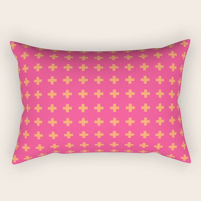 Swiss Cross Symbol in Pink and Orange Rectangular Pillow Gallery Image 2