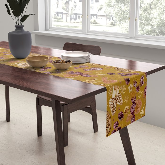 Garden Vegetables & Fresh Fruit in Harvest Yellow Table Runner Gallery Image 2