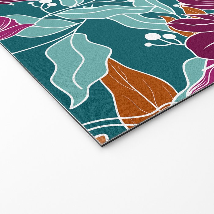 Colorful Floral Jungle, Green, Teal, Magenta and Orange, Flower Prints Welcome Mat Gallery Image 2