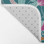 Colorful Floral Jungle, Green, Teal, Magenta and Orange, Flower Prints Bath Mat Gallery Image 2