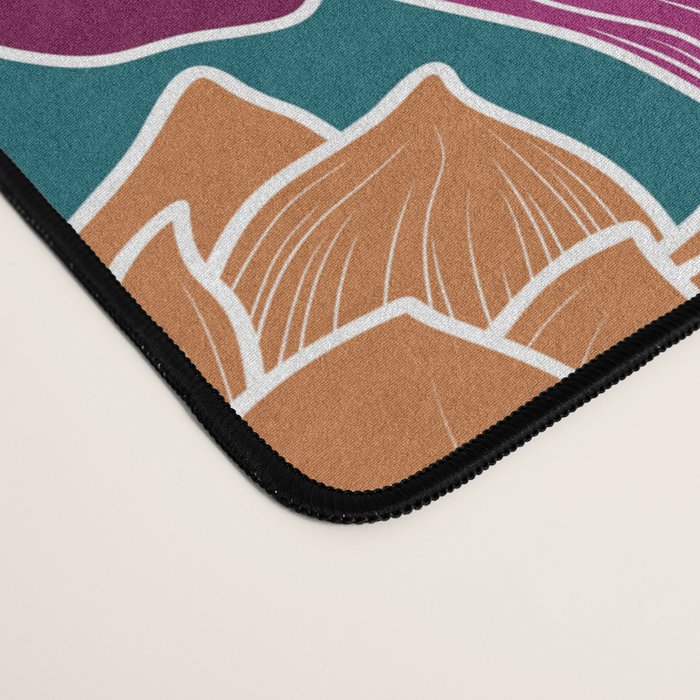 Colorful Floral Jungle, Green, Teal, Magenta and Orange, Flower Prints Desk Mat Gallery Image 4