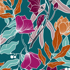 Colorful Floral Jungle, Green, Teal, Magenta and Orange, Flower Prints Coffee Mug Gallery Image 2